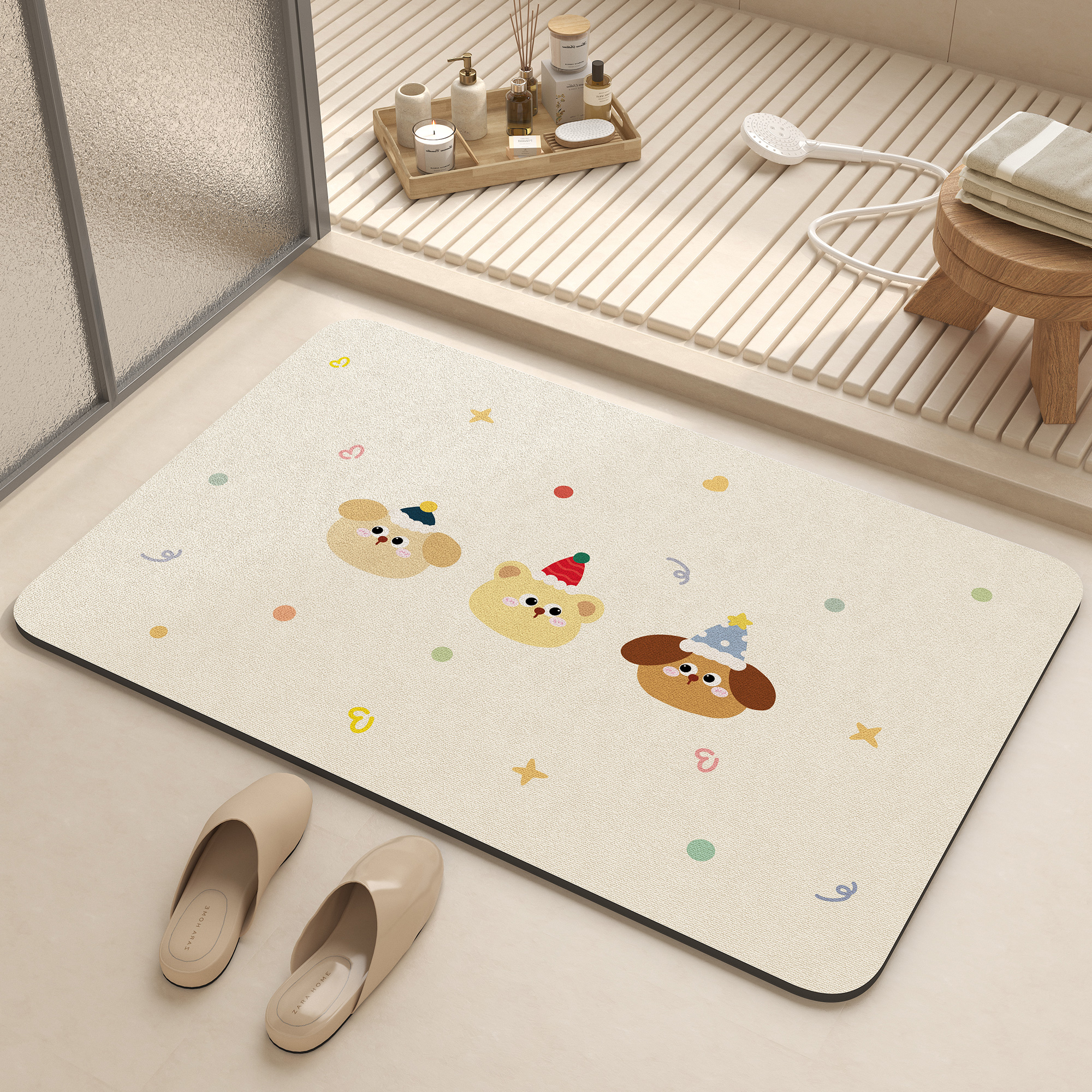 卡通浴室门口硅藻泥地垫吸水防滑耐脏脚垫卫生间厕所入户速干地毯