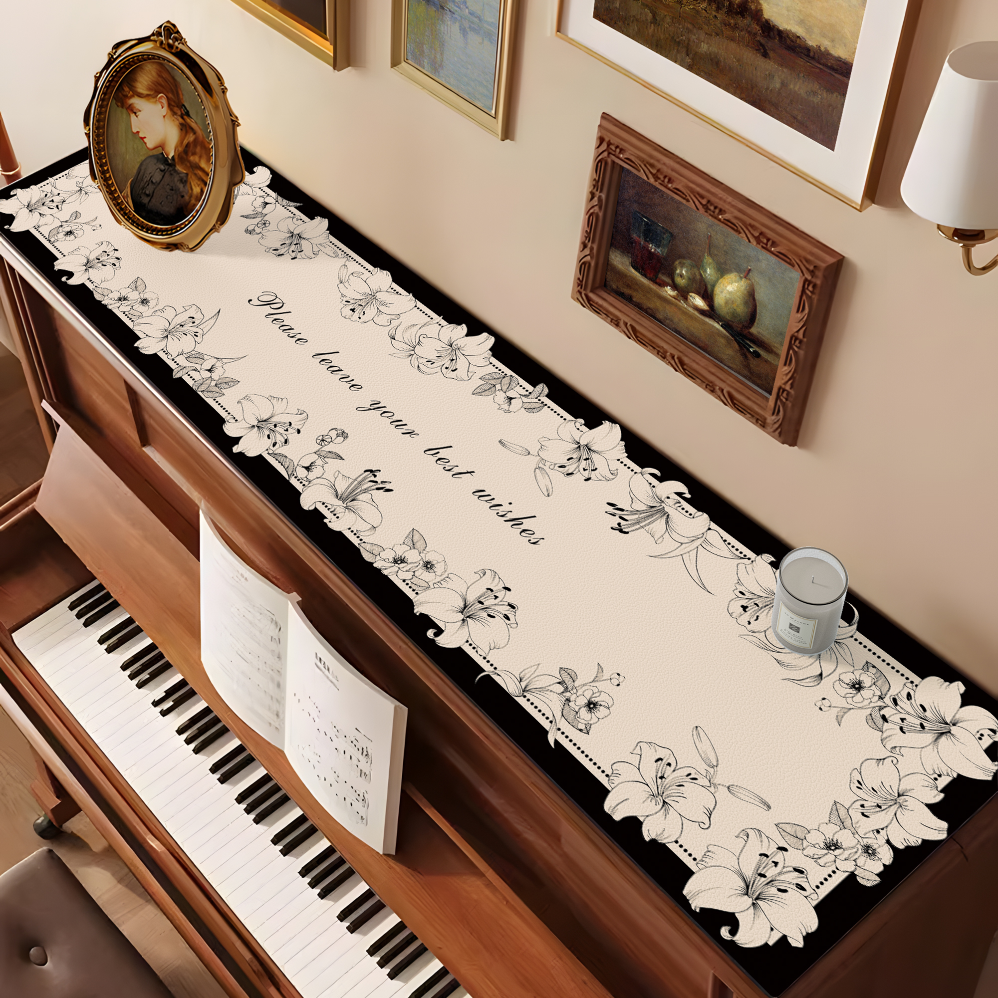 美式轻奢高级感钢琴防尘罩防水防油免洗顶部半罩盖垫保护套遮盖布