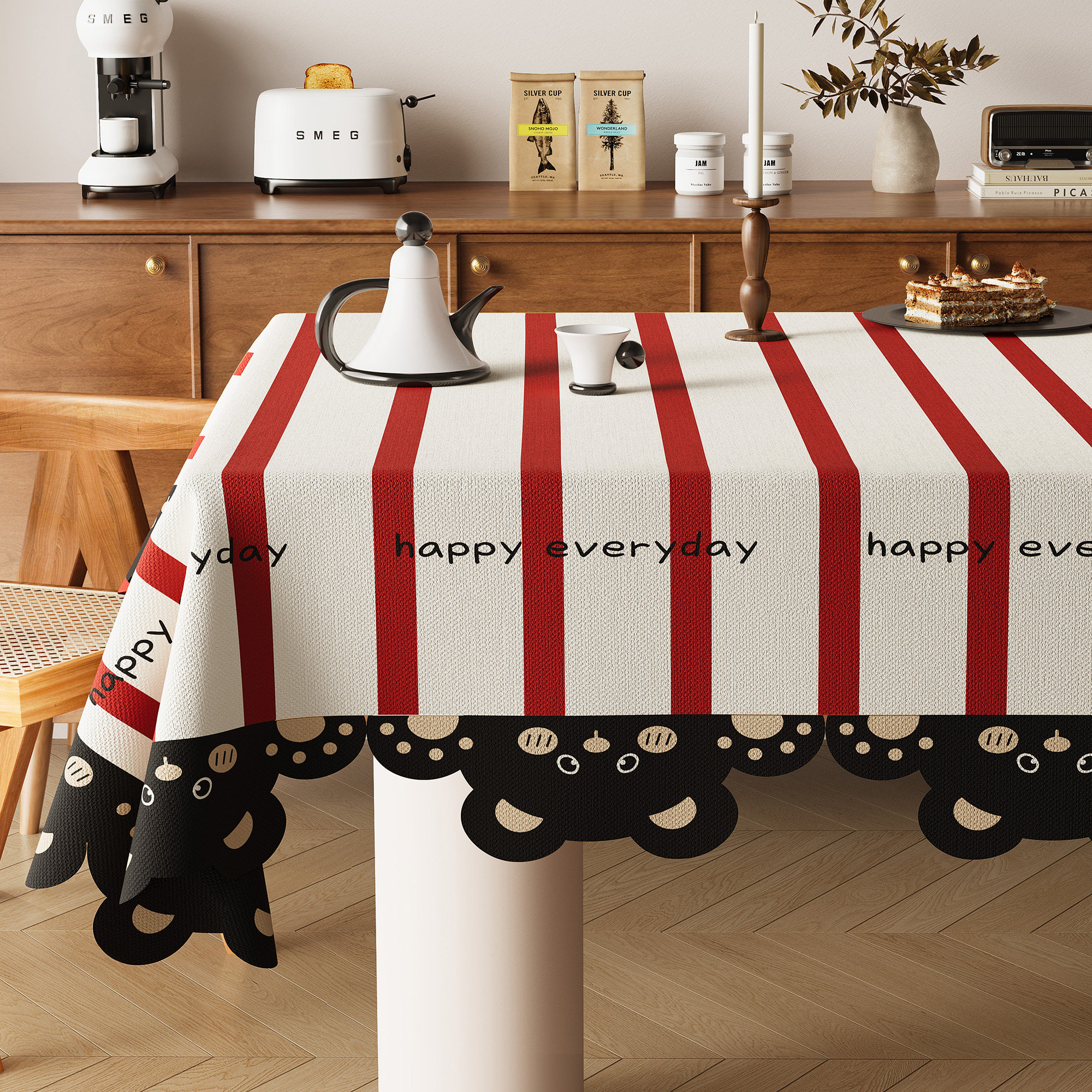 圣诞多巴胺桌布防水防油免洗pvc餐桌台布卡通异形防烫客厅茶几布,居家布艺,桌布,淘宝优惠券,粉丝福利购,淘宝优惠卷