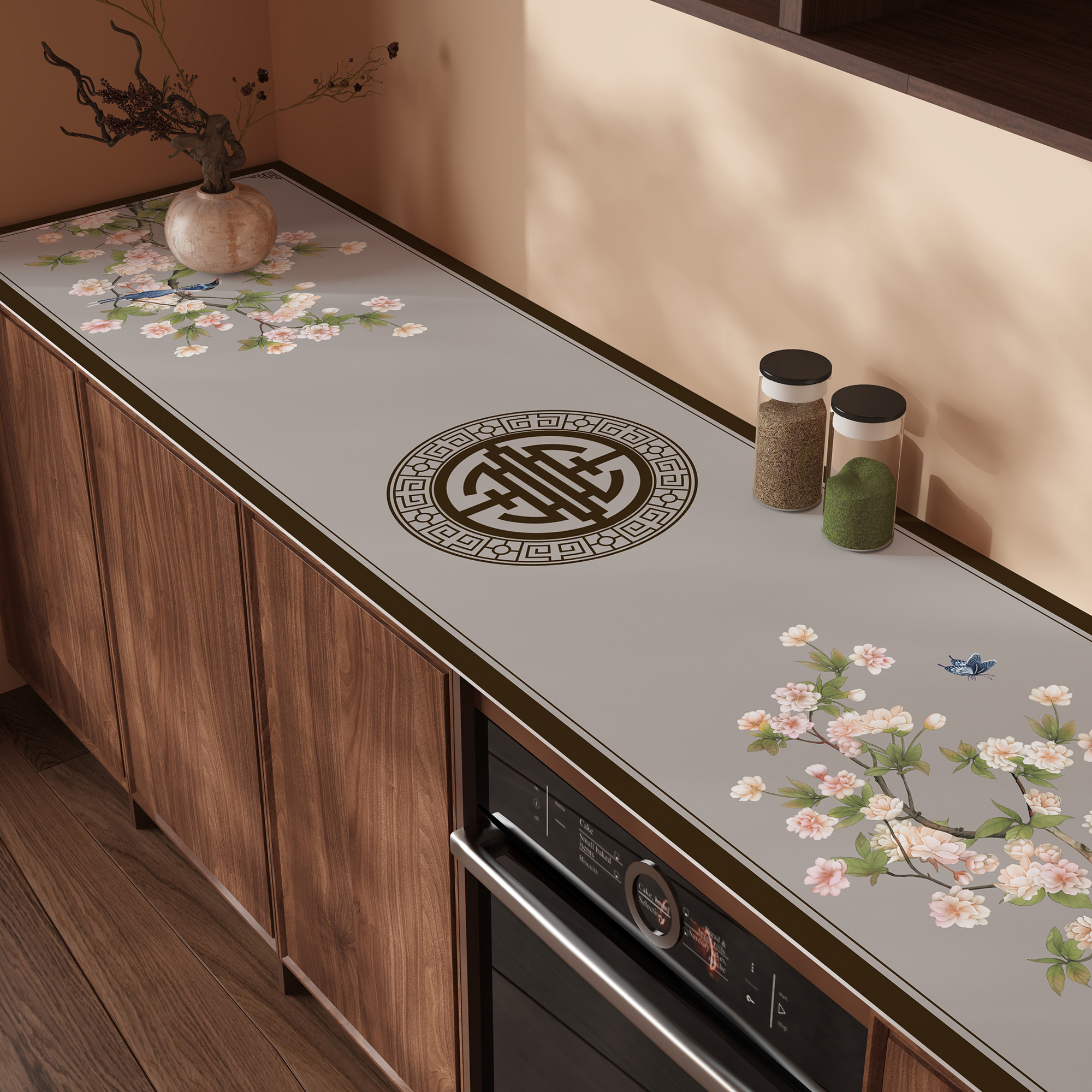 新中式餐边柜保护垫免洗防水防油防烫鞋柜防脏垫高级感电视柜桌布,居家布艺,桌布,淘宝优惠券,粉丝福利购,淘宝优惠卷