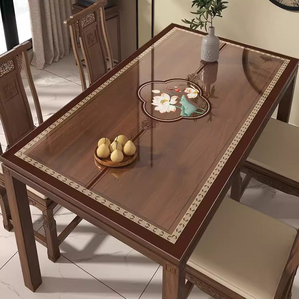 新中式透明软玻璃餐桌垫PVC桌布防油防水免洗实木茶几保护桌面垫,居家布艺,桌布,淘宝优惠券,粉丝福利购,淘宝优惠卷