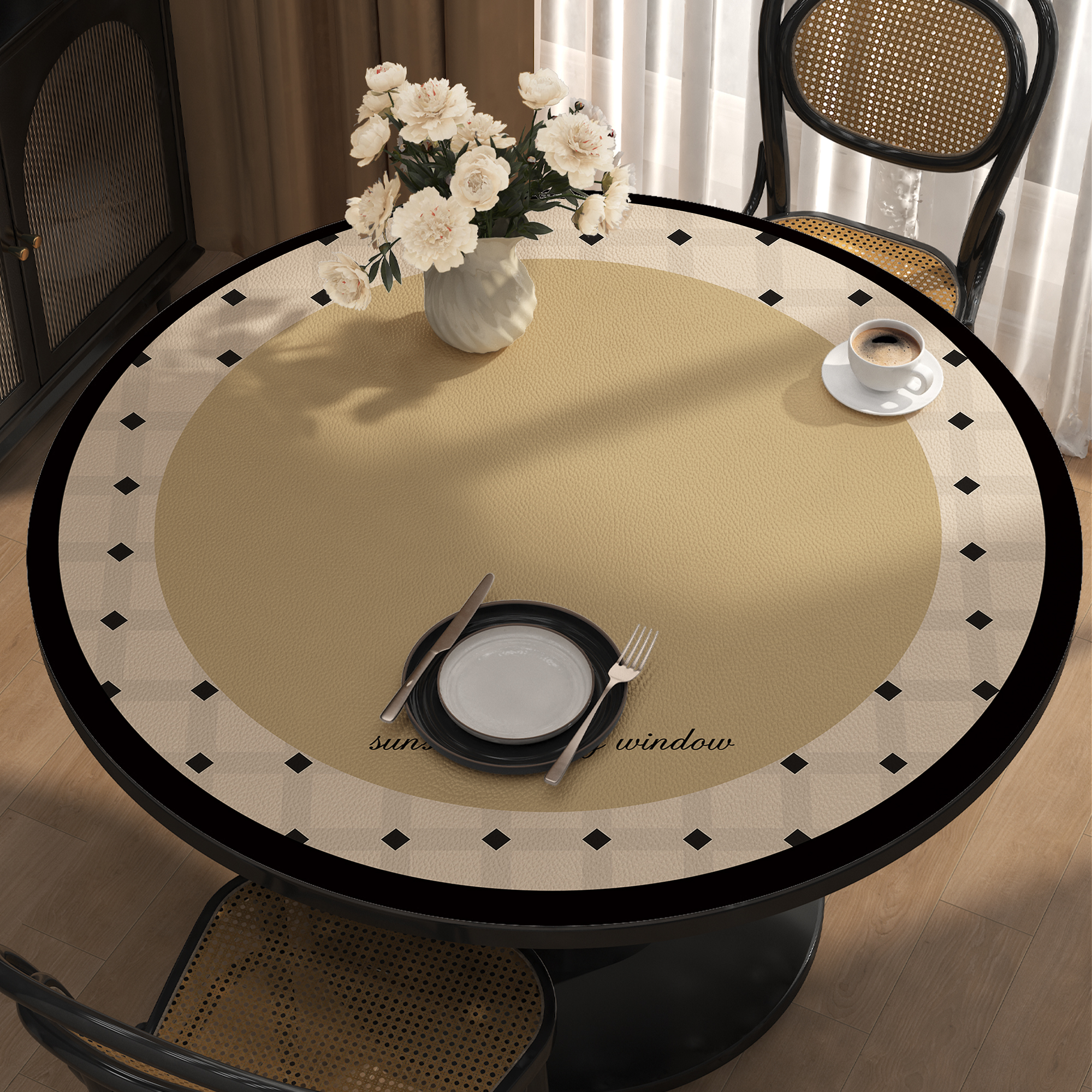 法式复古圆桌垫圆形餐桌布防水防油免洗桌面保护垫高级感茶几台布