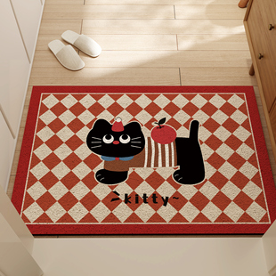 卡通入户门地垫耐脏丝圈大门红色进门脚垫玄关防滑可定制裁剪地毯