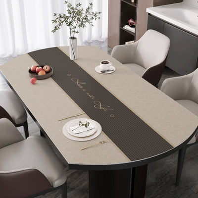 椭圆形桌垫轻奢高级感餐桌垫子防水防油防烫免洗折叠圆桌茶几台布