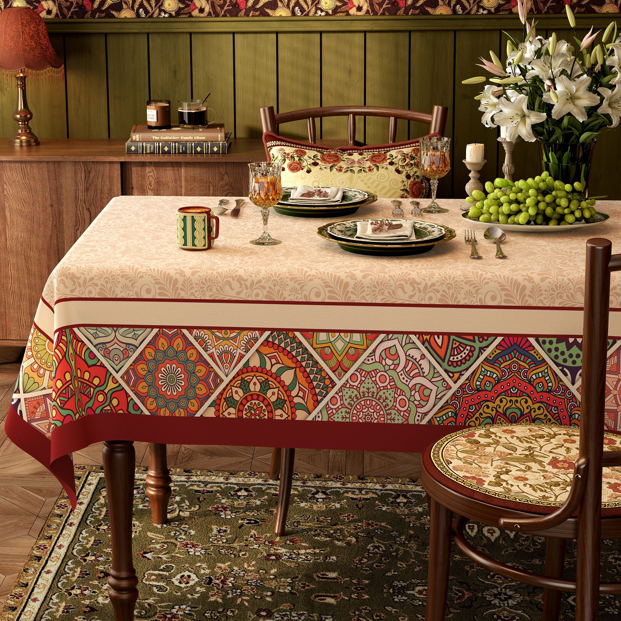 美式餐桌桌布防水防油免洗氛围感桌垫客厅家用长方形隔热茶几台布,居家布艺,桌布,淘宝优惠券,粉丝福利购,淘宝优惠卷