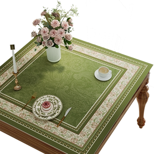 美式正方形桌垫防水防油免洗皮革餐桌垫轻奢高级感方桌布茶几台布
