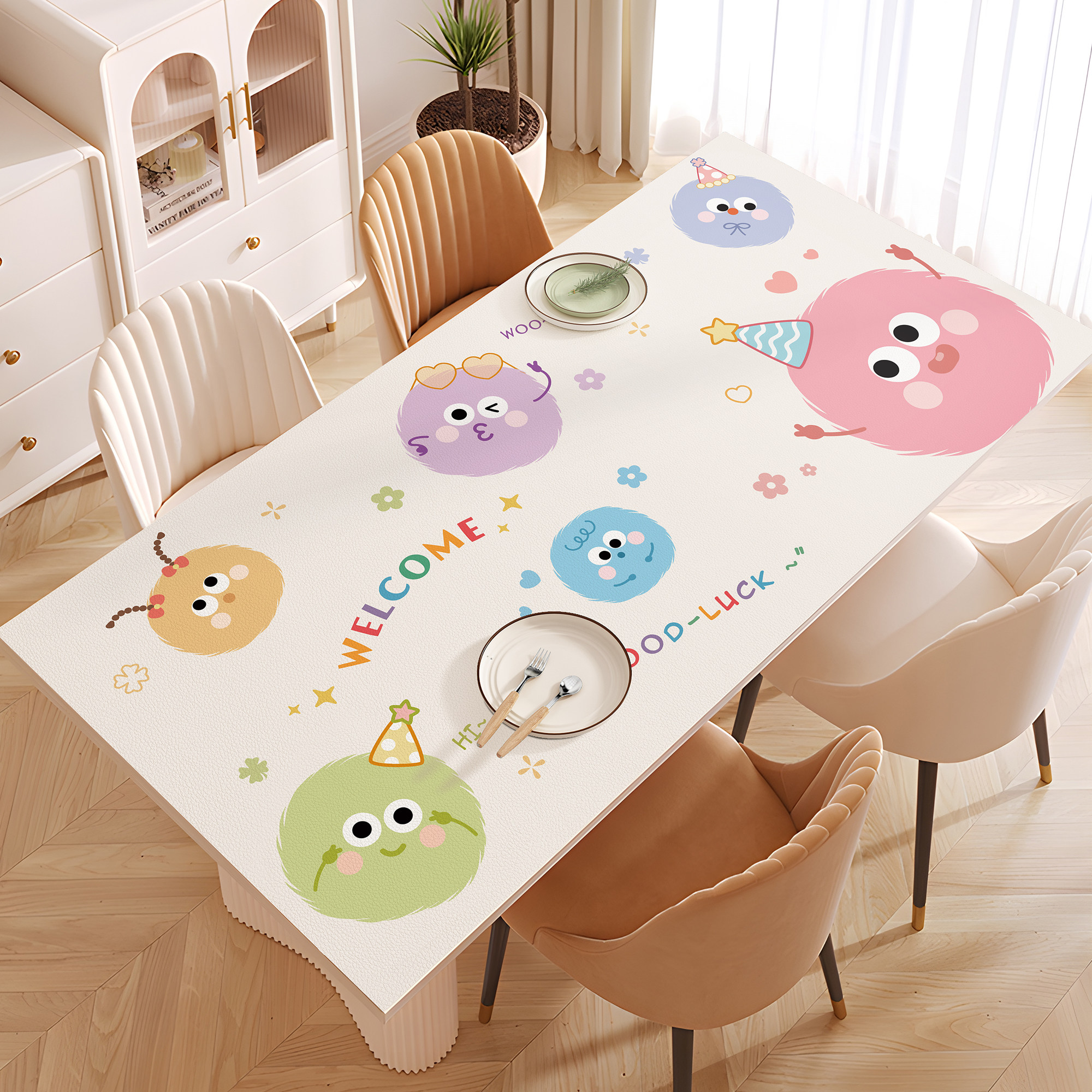 卡通桌布防水防油防烫免洗餐桌垫2024新款皮革隔热茶几台面保护垫
