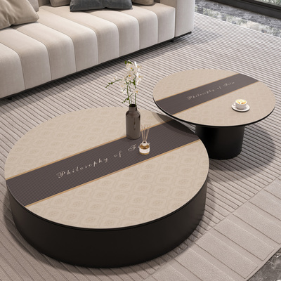 轻奢高级感圆形桌垫免洗防水防油茶几桌布2025新款耐脏皮革餐桌布