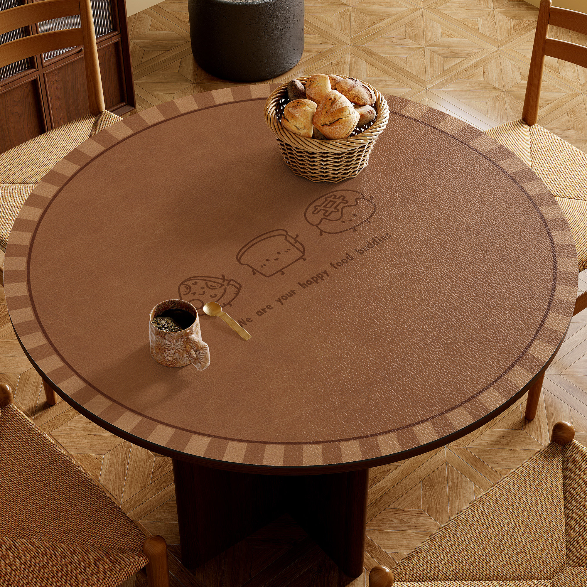 复古牛皮纹圆形桌垫防烫隔热免洗防水防油圆桌布皮革茶几桌面垫子,居家布艺,桌布,淘宝优惠券,粉丝福利购,淘宝优惠卷