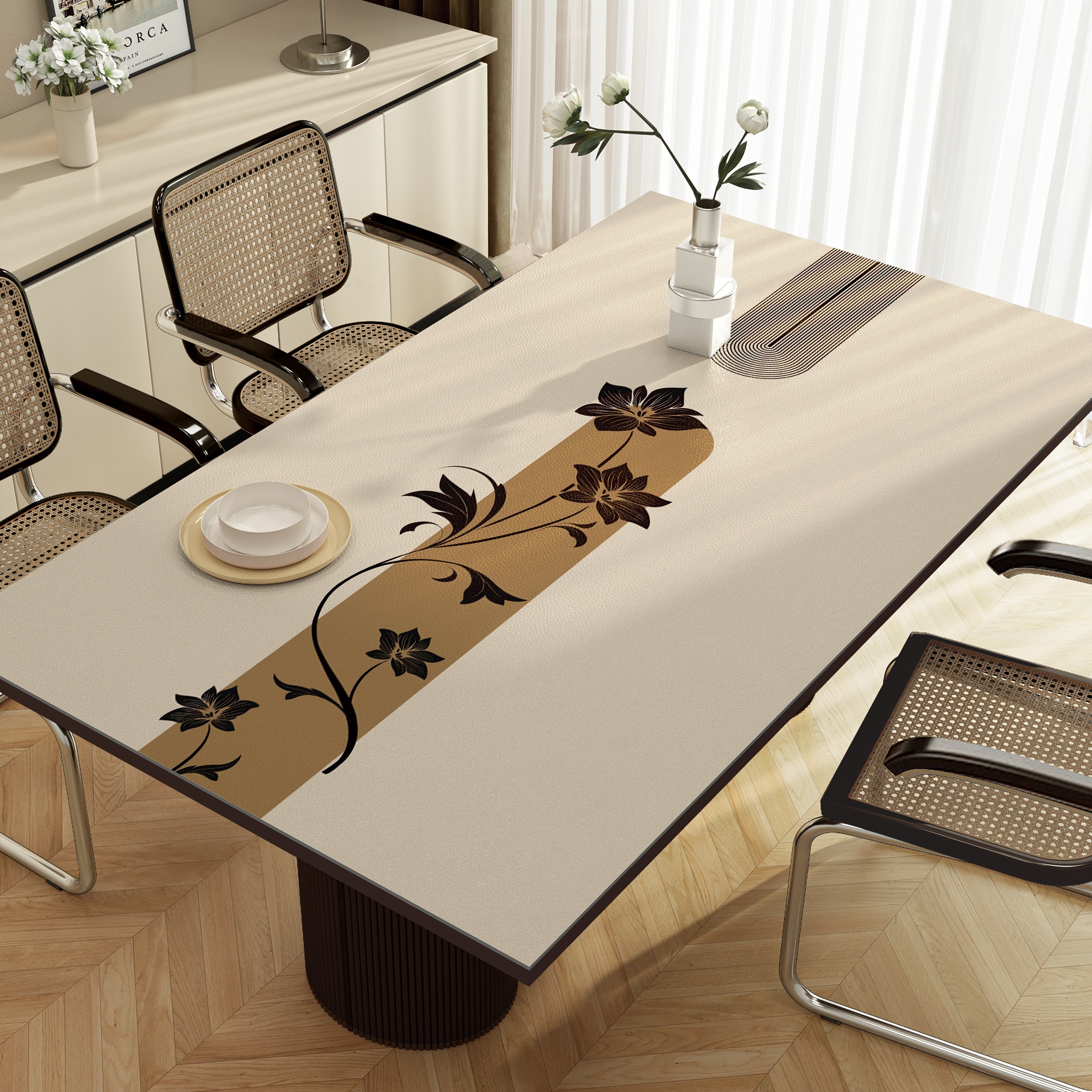 皮革餐桌垫防水防油免洗桌布家用防烫餐桌垫轻奢高级感隔热茶几垫