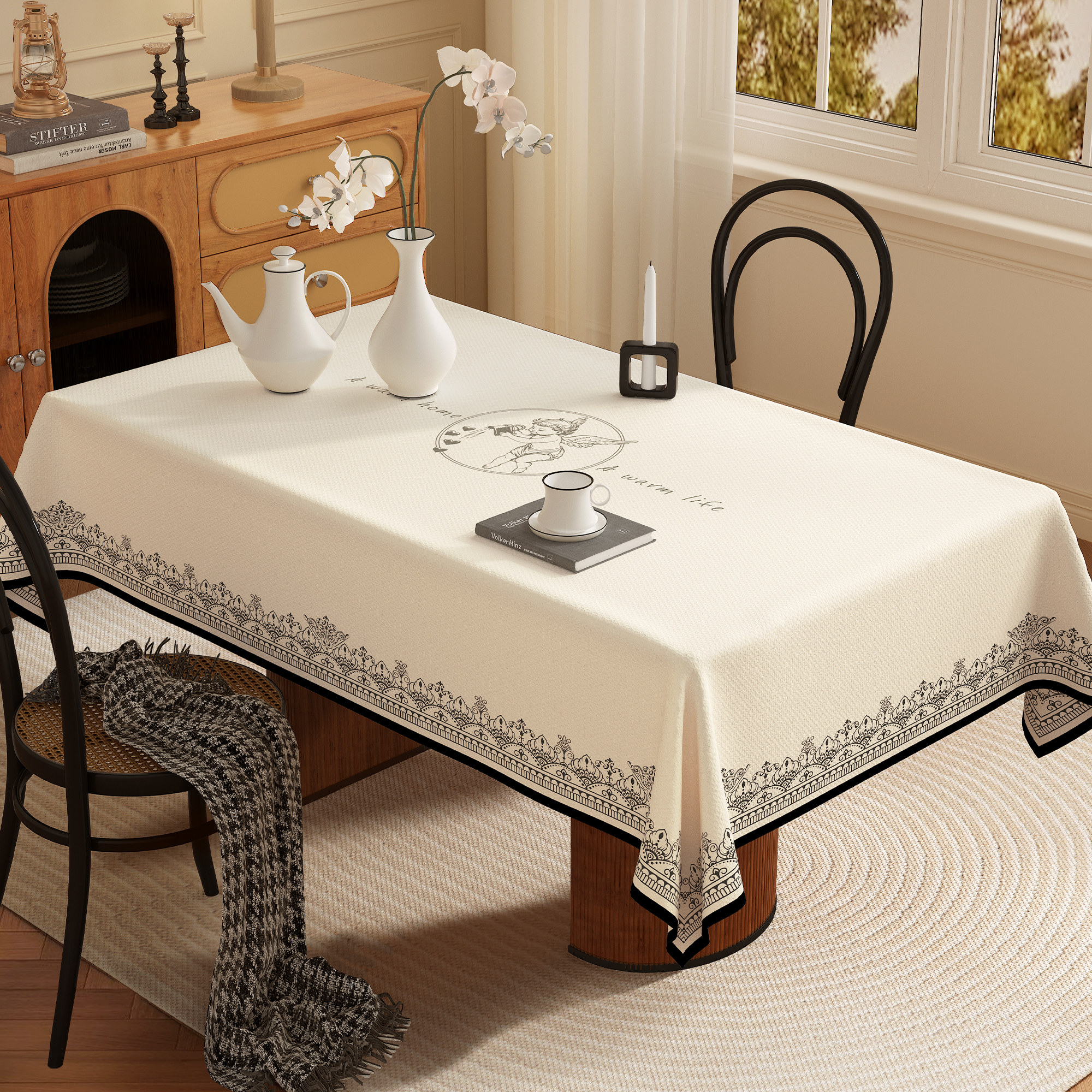 桌布防水防油防烫免洗法式轻奢高级感长方形PVC餐桌书桌茶几台布,居家布艺,桌布,淘宝优惠券,粉丝福利购,淘宝优惠卷