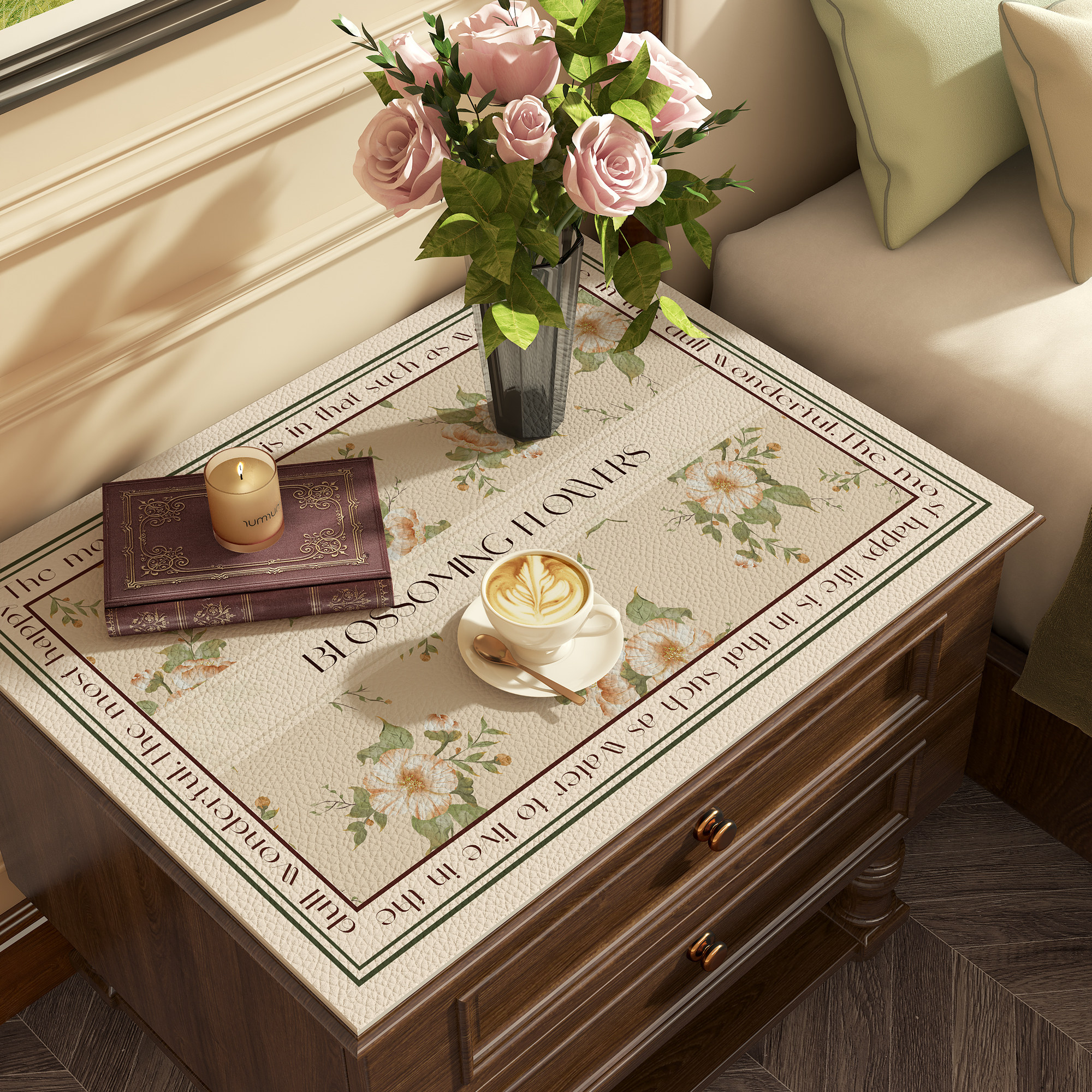 高级感复古美式床头柜保护垫防水防油桌布可擦洗防尘防脏万能盖巾,居家布艺,桌布,淘宝优惠券,粉丝福利购,淘宝优惠卷