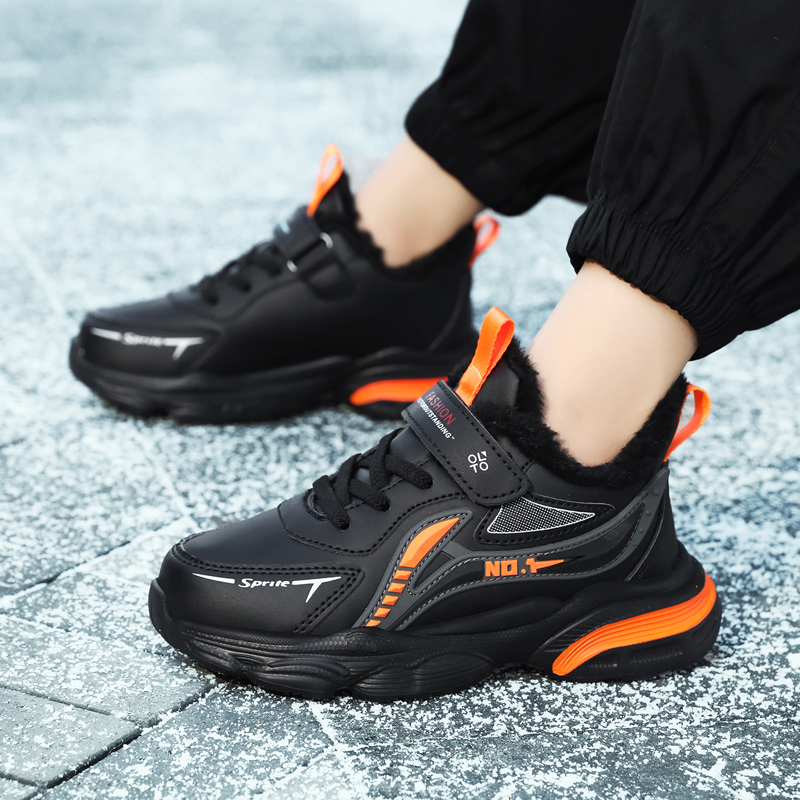 剑桥男童棉鞋2025秋冬新款皮面加绒加厚儿童运动鞋炫彩轻便跑步鞋