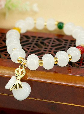 中国风仿白玉算盘珠手串女生甜美个性古风手链B饰品配饰义乌手饰