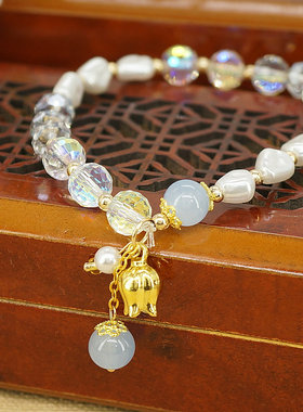 新中式国风郁金香吊坠手链国潮手串景区热销义乌饰品货源