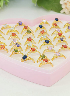 锆石金色戒指结婚影楼道具义乌