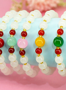 新款时尚仿玉石手链女单民族礼品