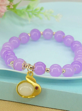 仿玉国风弹力手链玉兔