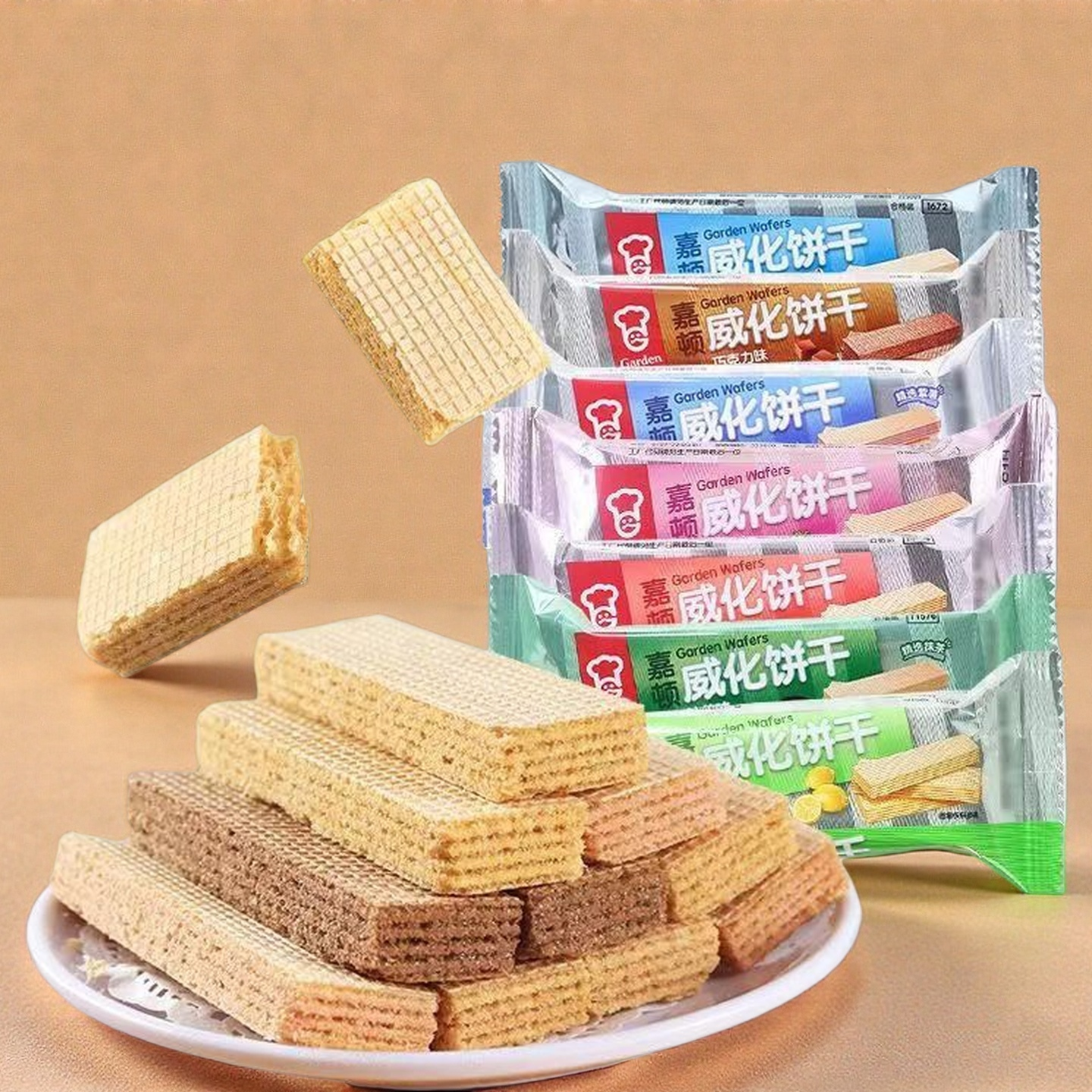 嘉顿威化散装花生味巧克力柠檬草莓味独立包装威化饼干下午茶零食