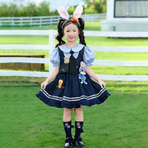 男女童套装疯狂动物城兔子警官朱迪洛丽塔裙子尼克狐狸演出cos服