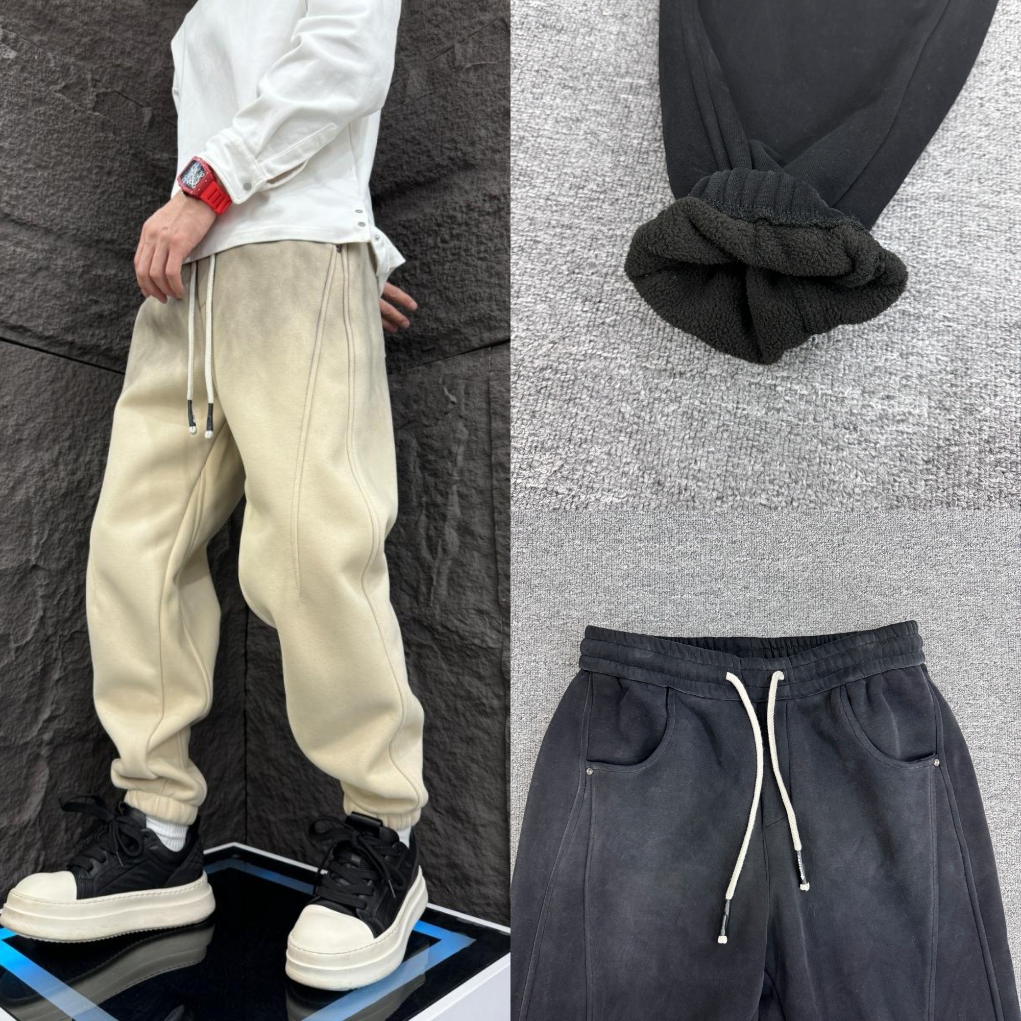 冬季加绒加厚保暖休闲裤宽松束脚重磅渐变色哈伦裤拼接运动卫裤男,男装,休闲裤,淘宝优惠券,粉丝福利购,淘宝优惠卷