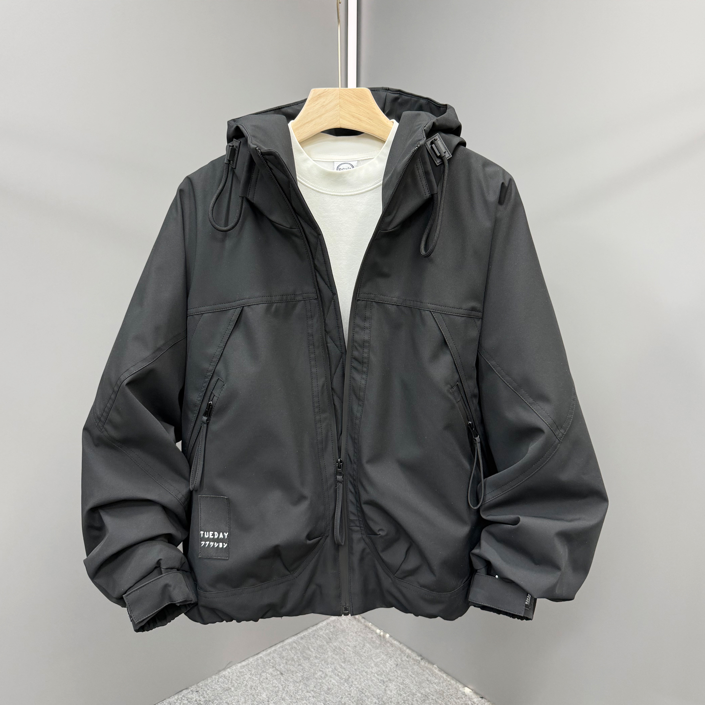 冬季夹棉户外风连帽夹克工装外套