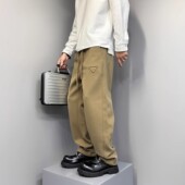 弹力垂感哈伦裤 秋冬加厚保暖弯刀休闲裤 宽松直筒男纯色松紧腰卫裤