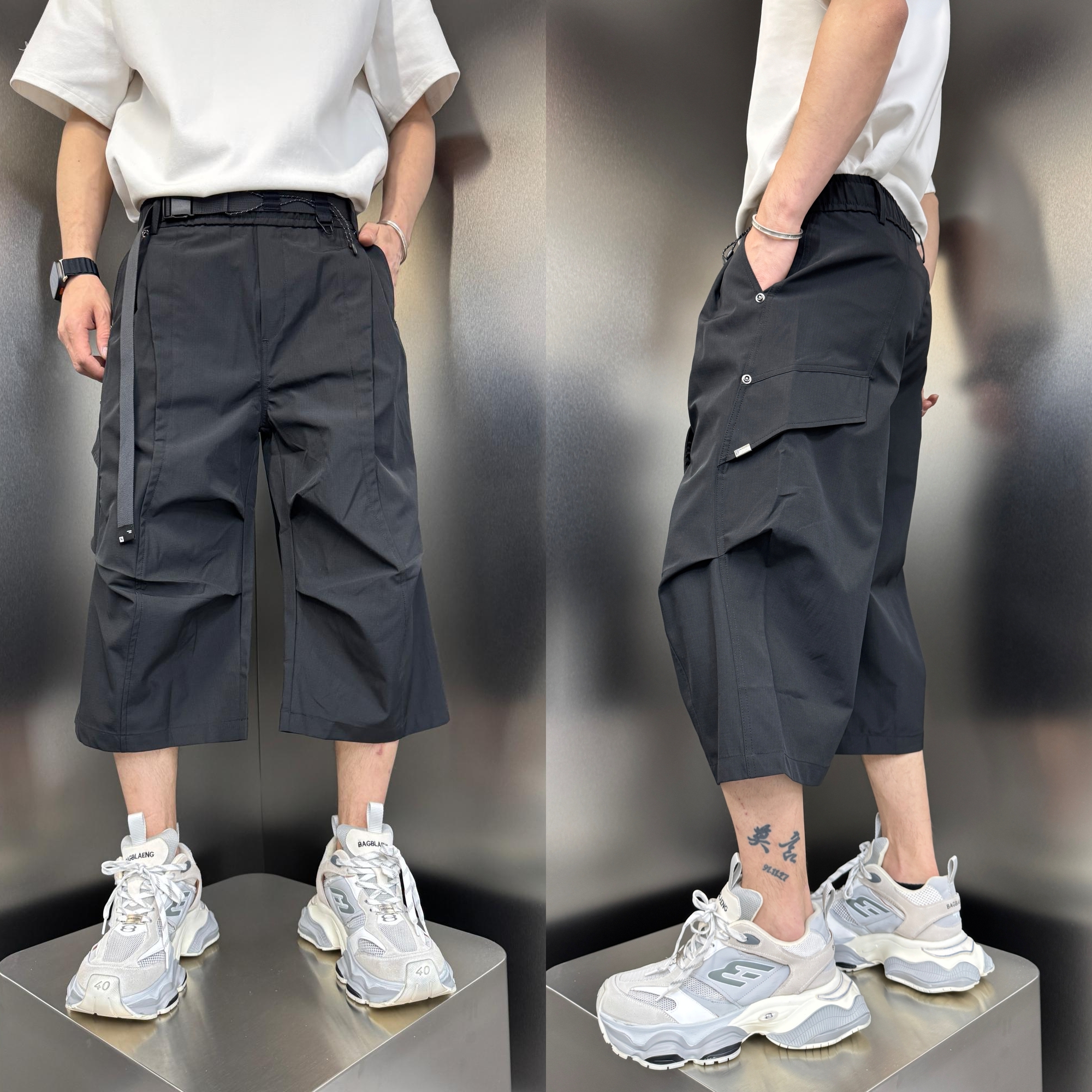 2025夏季新款机能工装七分裤男士
