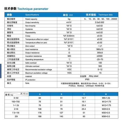 NS-WL1/NS-WL2/NS-WL3/NS-WL5称重计量传感器