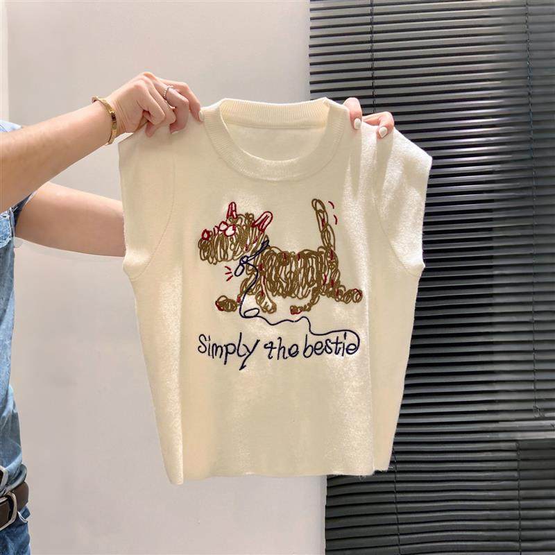 针织刺绣吊带背心女夏外穿2025新款爆款修身显瘦套头无袖短款上衣,女装/女士精品,背心吊带,淘宝优惠券,粉丝福利购,淘宝优惠卷