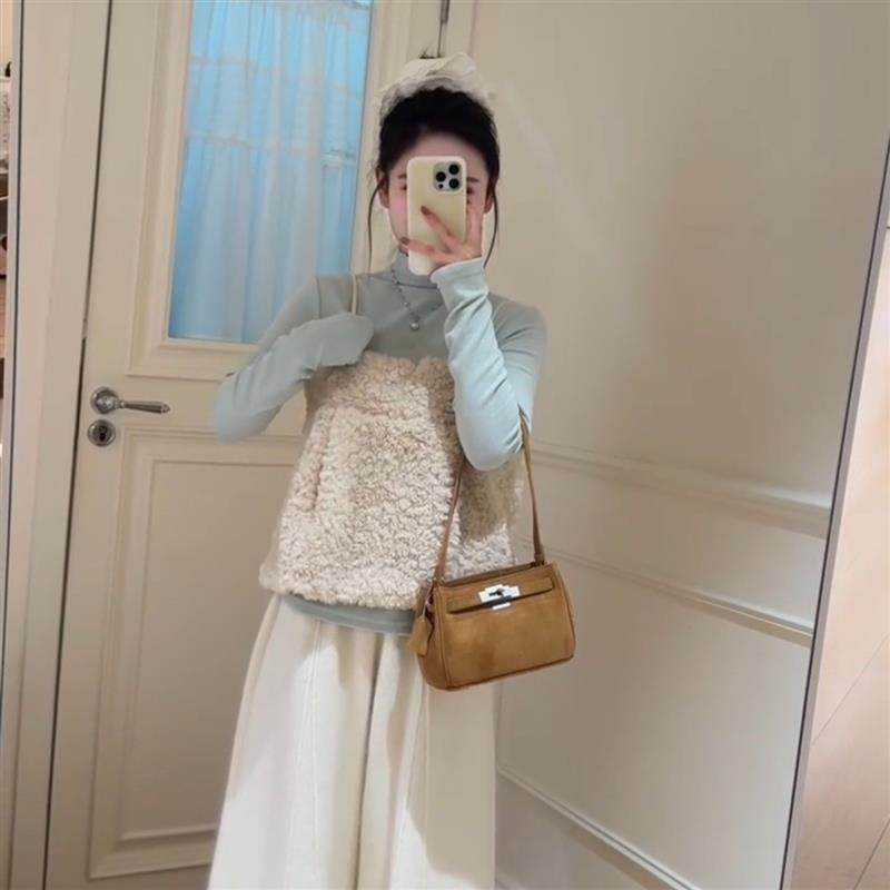 氛围感羊羔绒吊带背心叠穿半高领打底衫两件套女秋冬软糯减龄上衣,女装/女士精品,时尚套装,淘宝优惠券,粉丝福利购,淘宝优惠卷