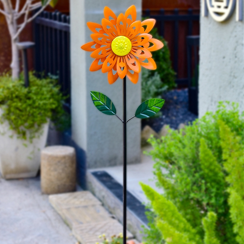 户外庭院花园铁艺小风车旋转摆件