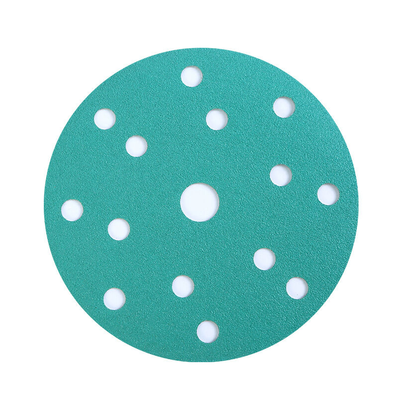 自粘圆盘砂纸汽车底漆漆面打磨砂纸LT6寸15孔聚酯薄膜绿砂水砂60#