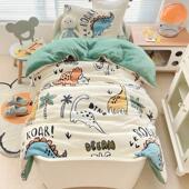 A类幼儿园被子三件套秋冬天 珊瑚绒儿童幼儿园入园六件套牛奶绒