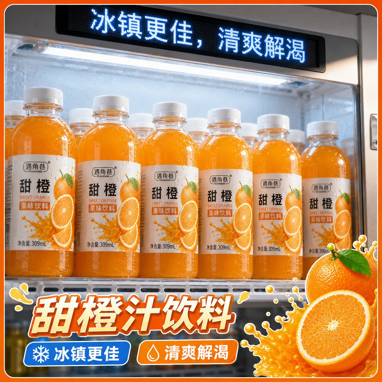 好喝不贵无负担甜橙汁309ml瓶装即饮整箱夏季宿舍囤货聚餐实惠装