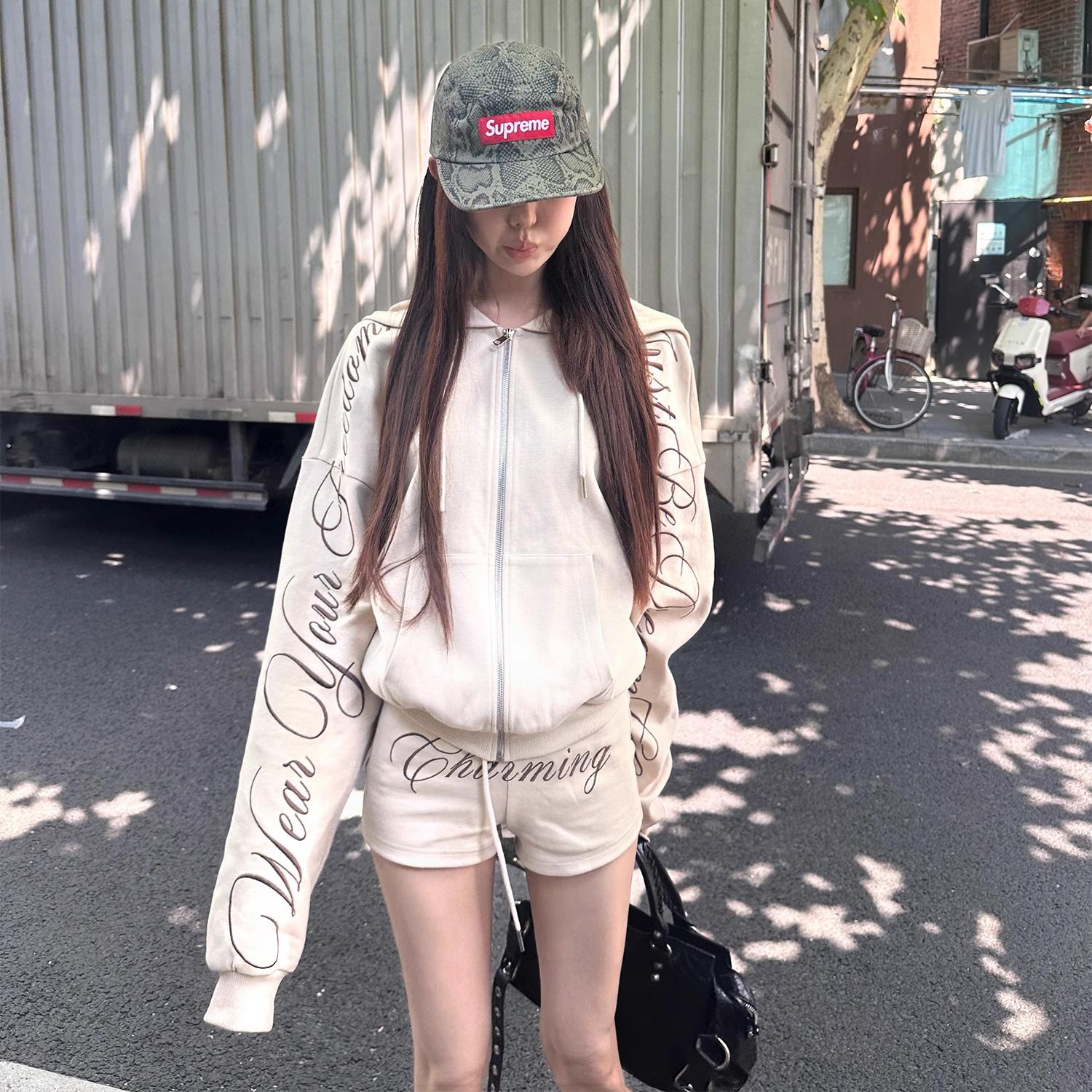 美式高街气质设计感套装女
