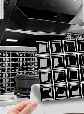 1063D黑色克水晶瓷砖贴gla tile自粘墙贴地板贴