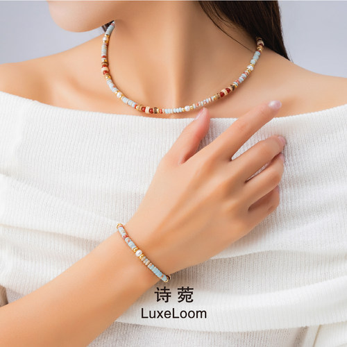 夏日设计师多巴胺撞色项链