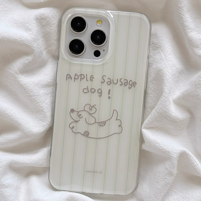 ins风条纹可爱小狗适用于荣耀300ultra/200pro/90/80/70手机壳50荣耀magic7PRO女x60pro荣耀X50magic6白底IMD