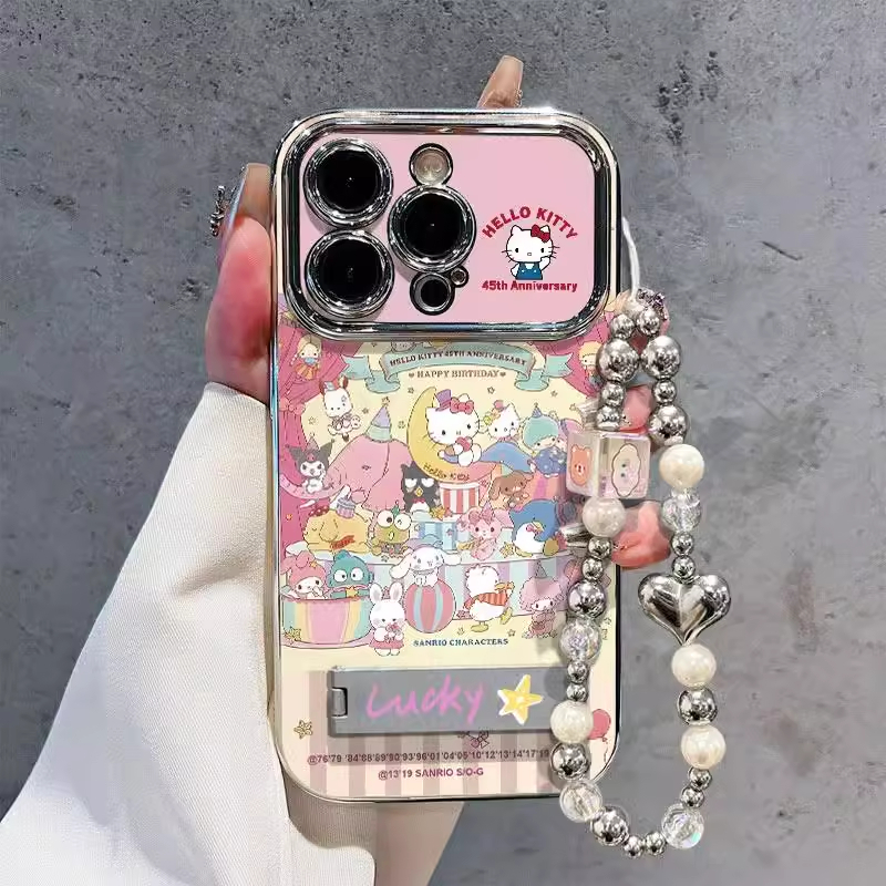 电镀凯蒂猫派对适用于红米note11/10/9/8手机壳NOTE13/12pro硅胶12Turbo软保护套K80PRO/60/50/40电镀窗K30