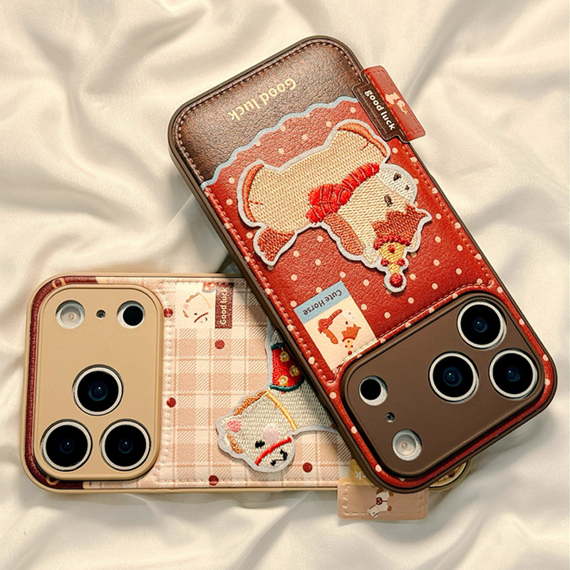 ZKA立体可爱小马刺绣适用于苹果17air手机壳iphone16promax/15全包xsmax创意13proxr女12mini小众11pro气垫