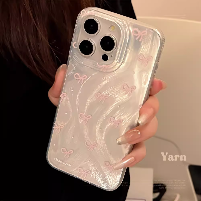 粉色少女蝴蝶结波点适用于oppo Findx8/x7手机壳k12女款k7x全包k9硅胶K12羽纱透明创意findx6pro小众k9s女