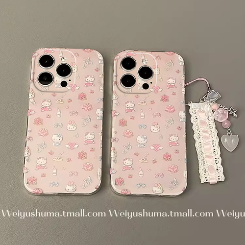 粉色芭蕾Hello小猫猫适用三星s24+/s23/22/21FE/note20/10/s10/s9/8手机壳a52女a51直边s9至尊A33保护套a53