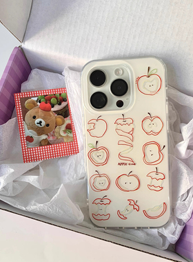 ins复古艺术线条红苹果适用于华为Mate70/60/50pro/40手机壳nova13pro/12/11/10/9华为P70ultra/60/50白底IMD