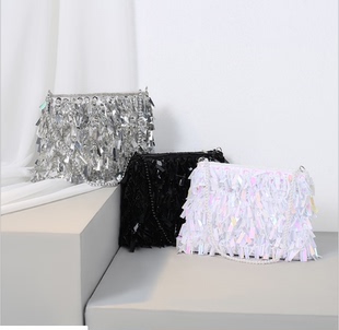 clutch silver sequined handbag clutches wedding party bag