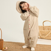 SEEDANDFLEUR种子家婴儿连体衣拉绒棉冬装 宝宝衣服外出保暖外套