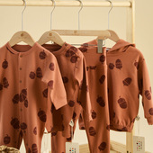 种子家小月龄宝宝连体衣美拉德秋冬长袖 保暖爬服哈衣婴幼儿中开襟