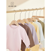 FLEUR男女宝宝加厚长袖 SEED AND 连体衣肩开扣纯色婴儿春秋冬保暖