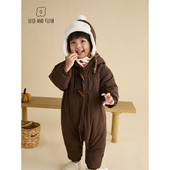 seedandfleur澳粒绒连体棉服小棕熊星星人小尖帽