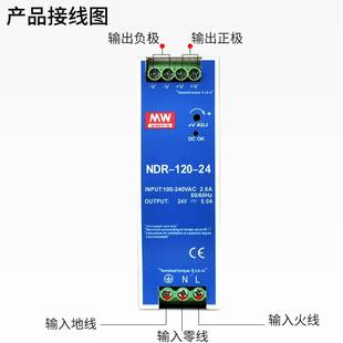 开关电源75W120W150W240W480W直流220V转24V12V 明伟NDR导轨式 EDR